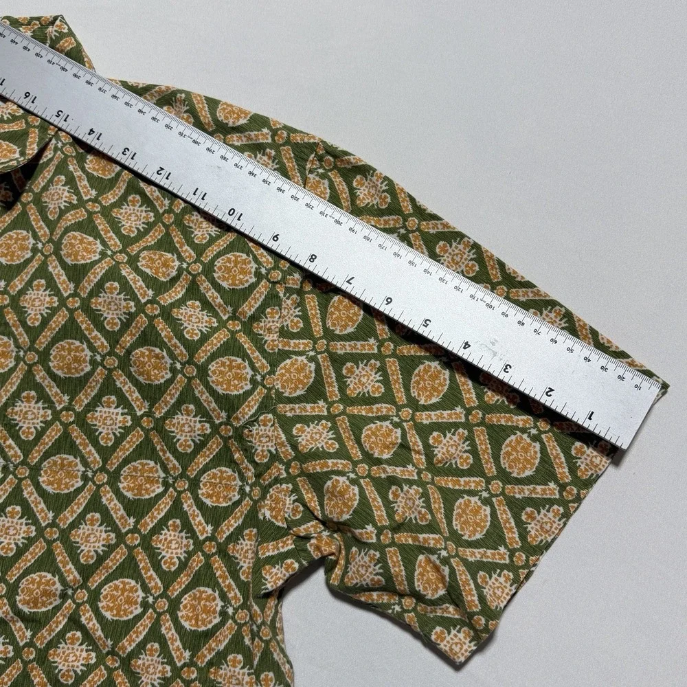 Vintage Banana Republic Safari Travel Botanical Print Shirt XS 80s Green Cotton